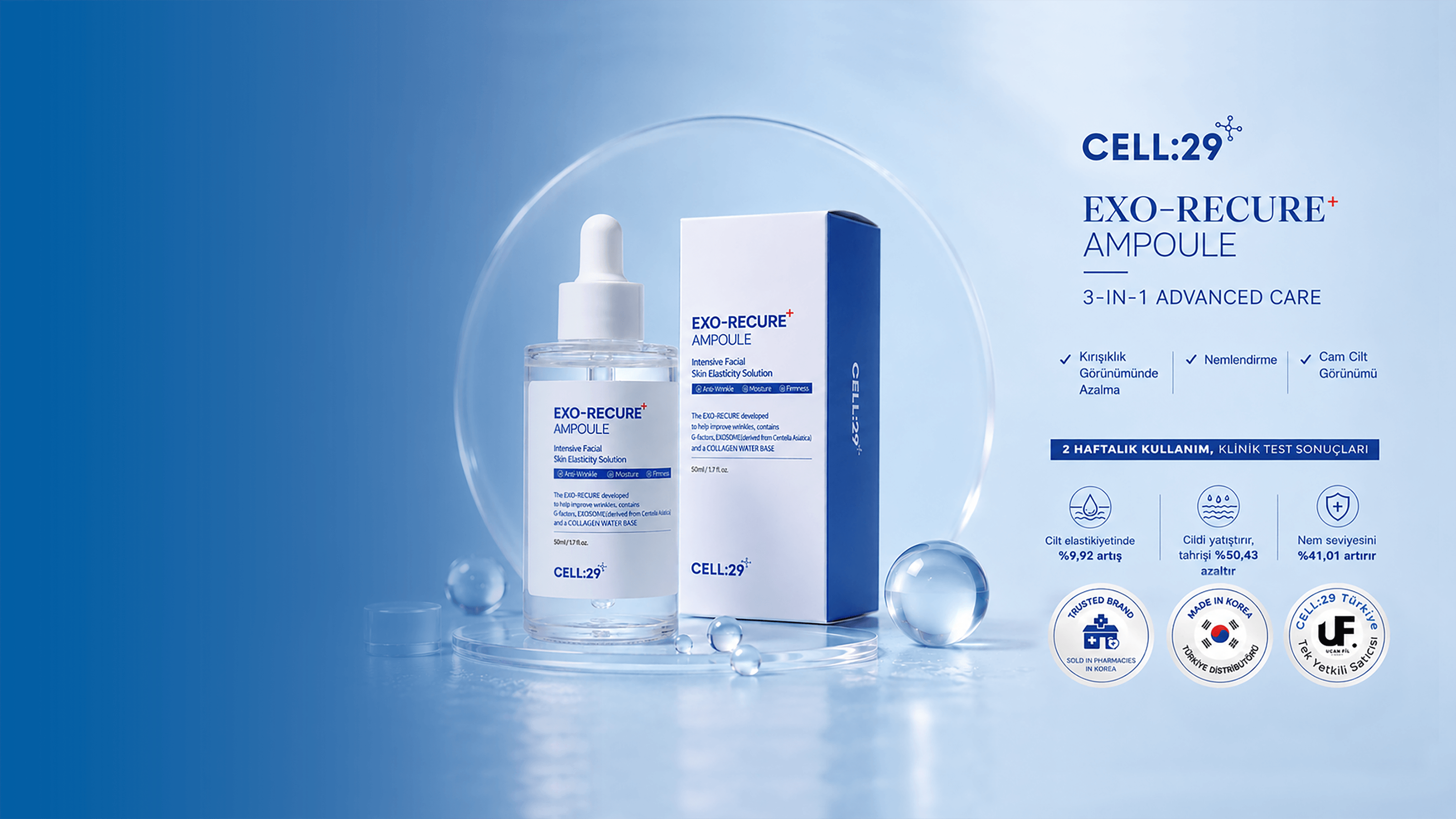 Uçan Fil – CELL:29 EXO-RECURE Ampoule Türkiye lansman kampanya görseli